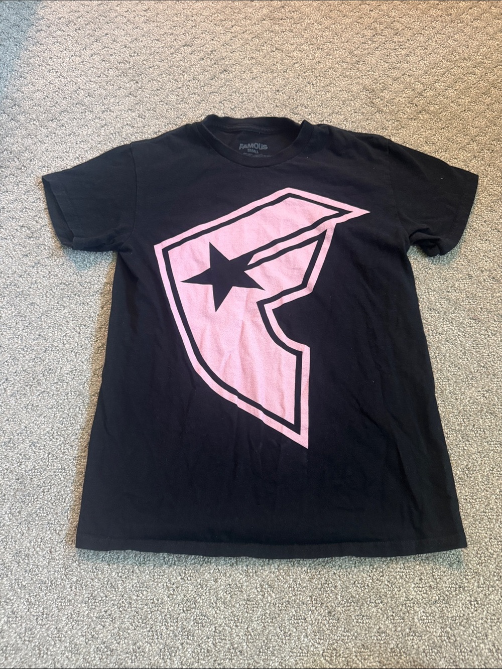 Famous Stars & Straps Juniors Black T-Shirt with Pink Logo